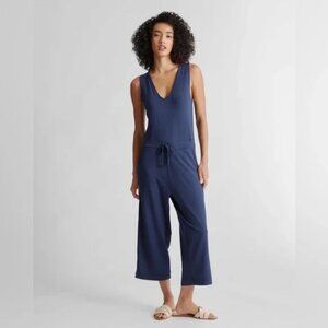 Quince Navy Blue French Terry Modal Jumpsuit - Large